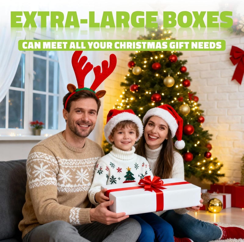 Bobobag 13 Pack White Gift Boxes with Lids for Presents, Assorted size Gift Boxes for Christmas ( 3 Extra large 17",3 Large 14.25",3 Medium 11",4 Small 4" ,Red Ribbon ), 4 inch Deep Box for Wrapping Robe Scarf Mug. - Image 4